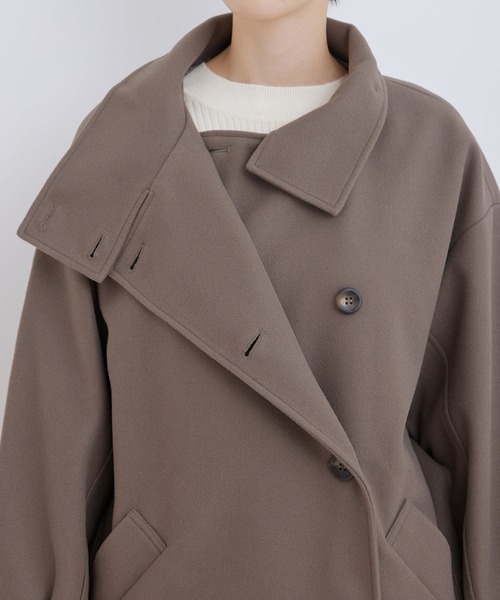 Jayro(ジャイロ)の「【EC限定】ニットモッサスタンドカラーロングコート(その他アウター・レディース・ブルー系その他4/ダークブラウン・M)」の11枚目の写真
