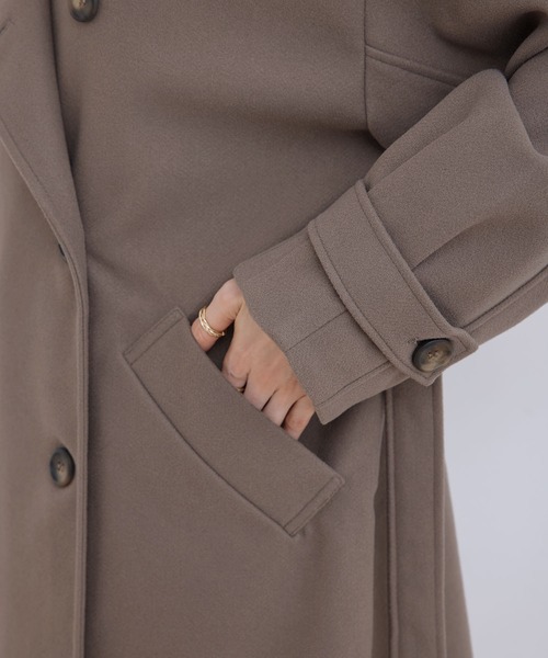 Jayro(ジャイロ)の「【EC限定】ニットモッサスタンドカラーロングコート(その他アウター・レディース・ブルー系その他4/ダークブラウン・M)」の14枚目の写真