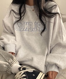 Dalfwin | 【裏起毛あり･なし】2022 AW 秋冬 韓国ファッション スウェット レディース　SPLENDID刺繍ロゴスウェット トレーナー　オーバーサイズ ビッグシルエット(スウェット)