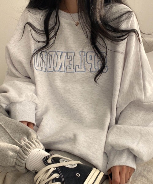 Dalfwin(ダールフィン)の「韓国ファッションSPLENDID刺繍ロゴオーバーサイズスウェット(スウェット・レディース・ブラック/グレー系その他/ライトブルー/ピンク/ライトグレー/ネイビー/グレー・FREE)」の4枚目の写真