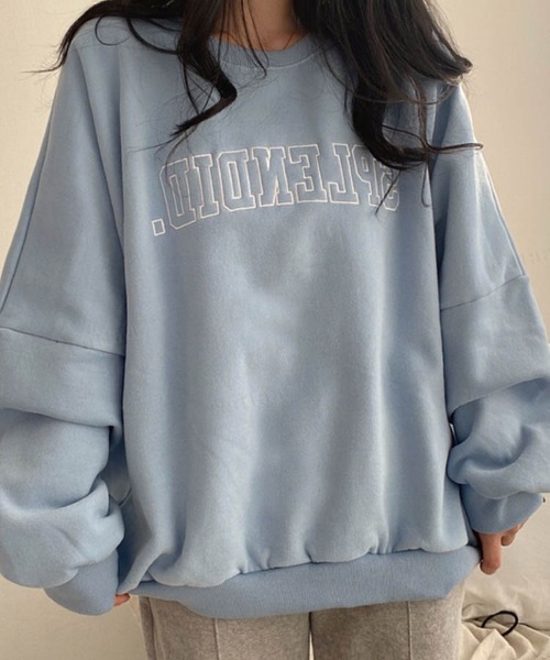 Dalfwin(ダールフィン)の「韓国ファッションSPLENDID刺繍ロゴオーバーサイズスウェット(スウェット・レディース・ブラック/グレー系その他/ライトブルー/ピンク/ライトグレー/ネイビー/グレー・FREE)」の5枚目の写真