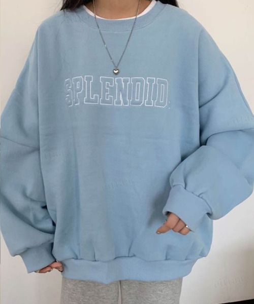 Dalfwin(ダールフィン)の「韓国ファッションSPLENDID刺繍ロゴオーバーサイズスウェット(スウェット・レディース・ブラック/グレー系その他/ライトブルー/ピンク/ライトグレー/ネイビー/グレー・FREE)」の14枚目の写真