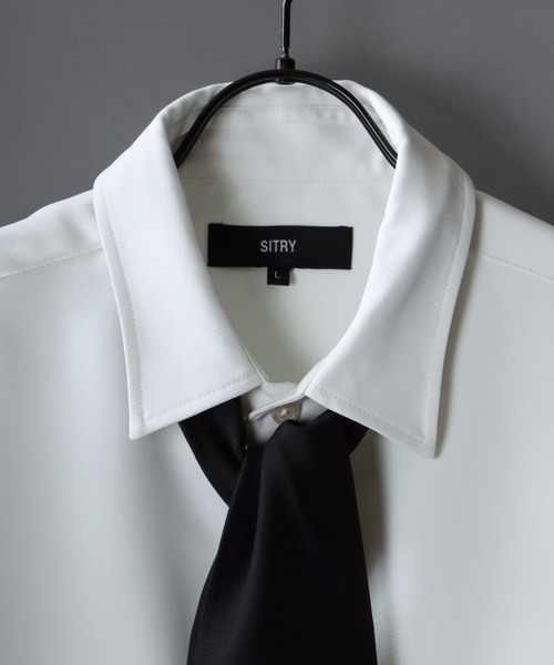SITRY(シトリー)の「SITRY wide dress shirt with scarf/別注 スカーフ付き ワイド ドレスシャツ(シャツ/ブラウス・メンズ・ホワイト/チャコールグレー/ブラック/グレイッシュブルー・M/L)」の22枚目の写真