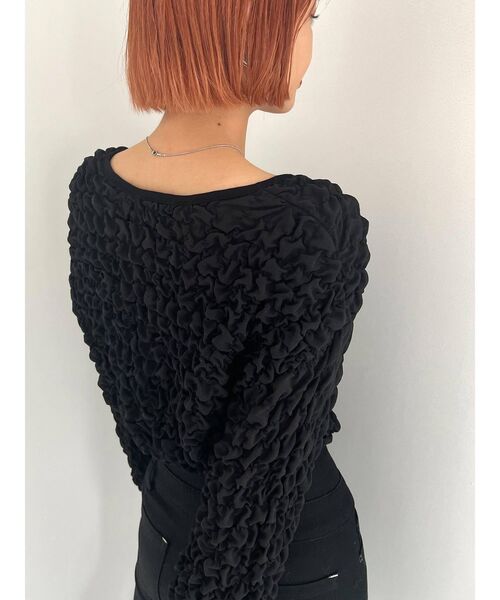 EMODA（エモダ）の「3Dファブリックトップス（Tシャツ/カットソー・レディース・ホワイト/ブラック・FREE）」の3枚目の写真