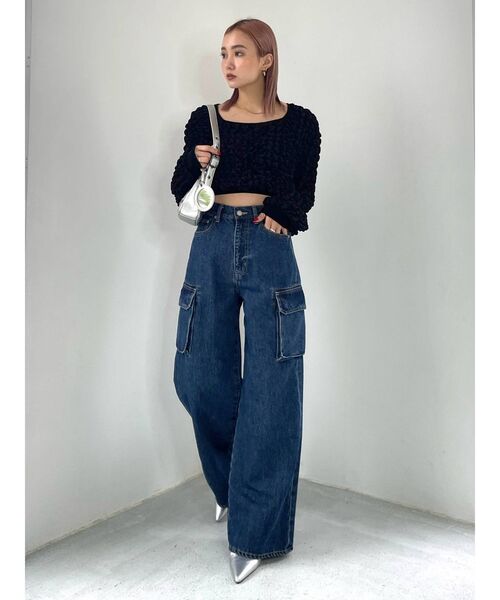 EMODA（エモダ）の「3Dファブリックトップス（Tシャツ/カットソー・レディース・ホワイト/ブラック・FREE）」の4枚目の写真