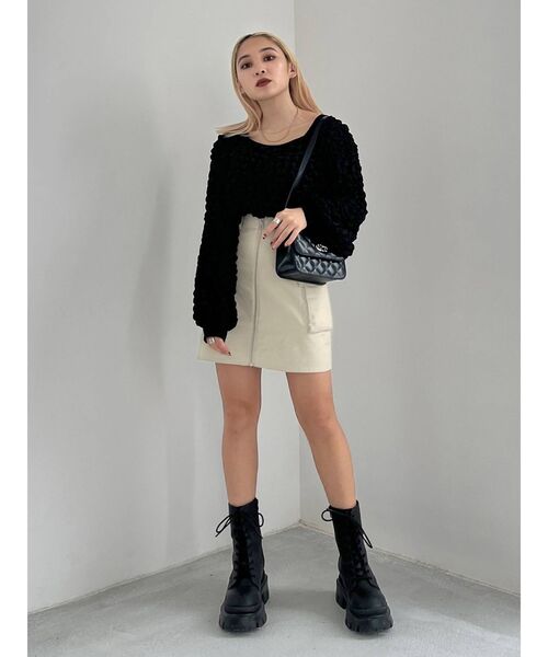 EMODA（エモダ）の「3Dファブリックトップス（Tシャツ/カットソー・レディース・ホワイト/ブラック・FREE）」の13枚目の写真