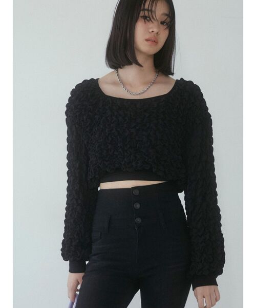 EMODA（エモダ）の「3Dファブリックトップス（Tシャツ/カットソー・レディース・ホワイト/ブラック・FREE）」の14枚目の写真