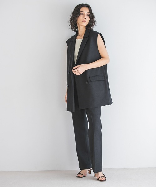 A part by（アパートバイ）の「[セットアップ対応]ツイードライクフレアパンツ（その他パンツ・レディース・ブラック/ベージュ・FREE）」の9枚目の写真