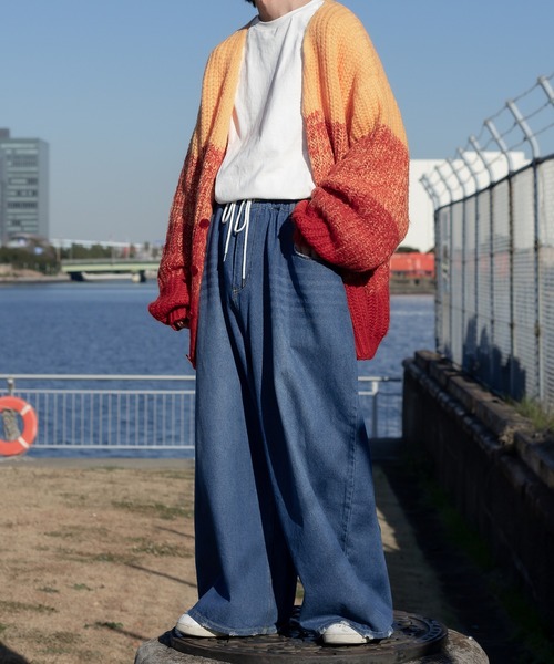 Perushu(ペルーシュ)の「ルーズグラデーションカーディガン(カーディガン/ボレロ・メンズ・カーキ/ネイビー/オレンジ・LARGE/MEDIUM)」の9枚目の写真