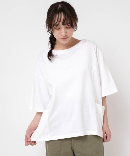 URCH RNA(アーチ アールエヌエー)の「M1998 ツールポケット半T(Tシャツ/カットソー・レディース・ブラック/オフホワイト/ラベンダー/ライトブルー/ベージュ/スミクロ/ダークグリーン/杢グレー/ブルー/グリーン/チャコール/チャコールグレー/ピンク/ホワイト/ピンク系その他・MEDIUM)」の18枚目の写真