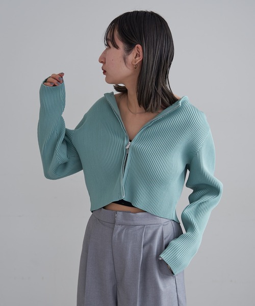 mline（エムライン）の「[mline]Wジップニット（ニット/セーター・レディース・ネイビー/イエロー/グリーン/オフホワイト/ピンク/ブラック/ベージュ・FREE）」の12枚目の写真