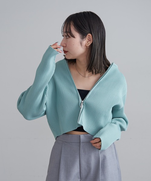 mline（エムライン）の「[mline]Wジップニット（ニット/セーター・レディース・ネイビー/イエロー/グリーン/オフホワイト/ピンク/ブラック/ベージュ・FREE）」の14枚目の写真