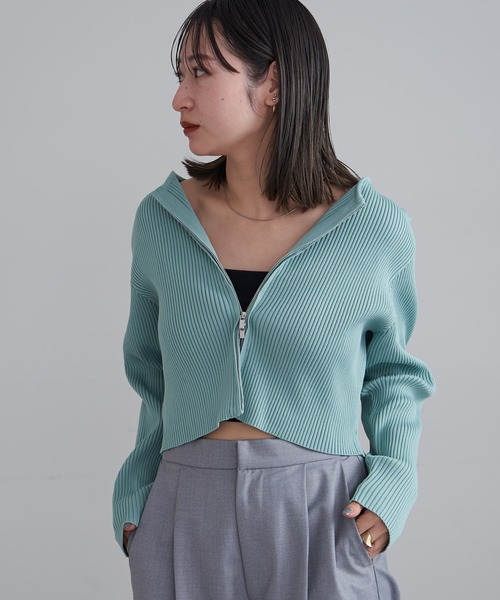 mline（エムライン）の「[mline]Wジップニット（ニット/セーター・レディース・ネイビー/イエロー/グリーン/オフホワイト/ピンク/ブラック/ベージュ・FREE）」の16枚目の写真