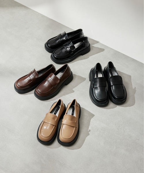 SETUP7（セットアップセブン）の「【SETUP7】厚底PUレザーローファーKNF　※（ローファー・レディース・ベージュ/ブラック/ブラック系その他2/ブラウン・36/38/37）」の14枚目の写真