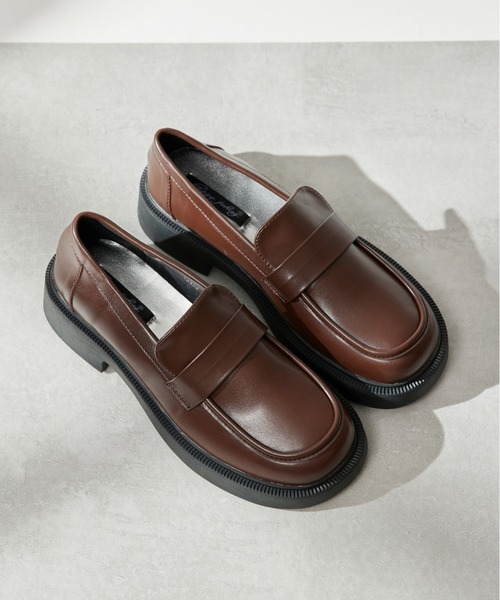 SETUP7（セットアップセブン）の「【SETUP7】厚底PUレザーローファーKNF　※（ローファー・レディース・ベージュ/ブラック/ブラック系その他2/ブラウン・36/38/37）」の18枚目の写真