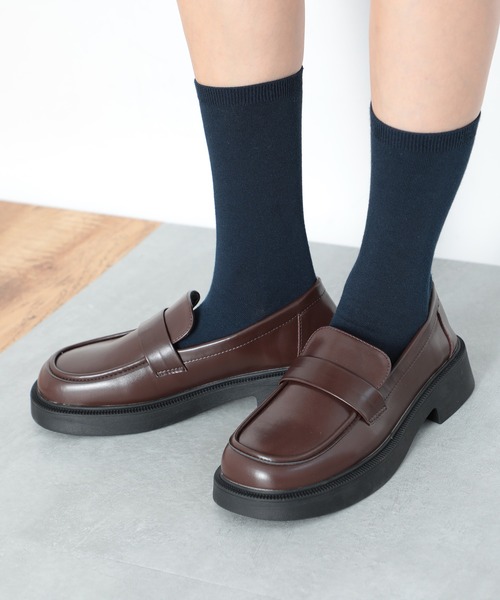 SETUP7（セットアップセブン）の「【SETUP7】厚底PUレザーローファーKNF　※（ローファー・レディース・ベージュ/ブラック/ブラック系その他2/ブラウン・36/38/37）」の20枚目の写真