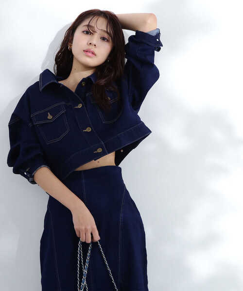 NATURAL BEAUTY BASIC(ナチュラルビューティーベーシック)の「デニムショートブルゾン(デニムジャケット・レディース・ネイビー/オフホワイト・SMALL/MEDIUM)」の17枚目の写真