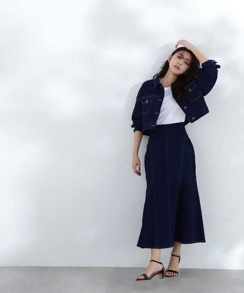 NATURAL BEAUTY BASIC(ナチュラルビューティーベーシック)の「デニムショートブルゾン(デニムジャケット・レディース・ネイビー/オフホワイト・SMALL/MEDIUM)」の18枚目の写真