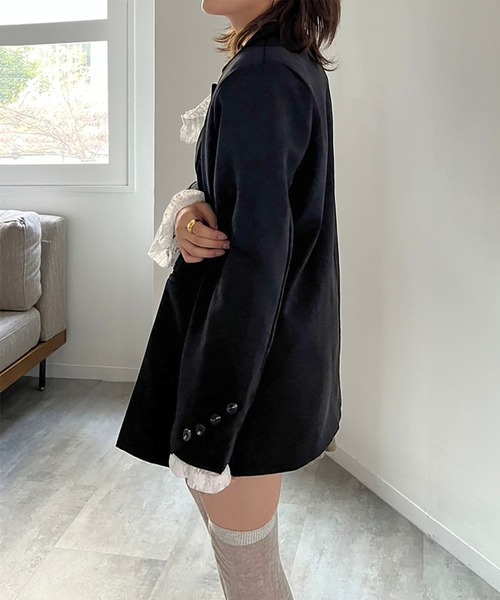 Jewelobe(ジュエローブ)の「ナナメカフスダブルブレストテーラージャケット(テーラードジャケット・レディース・アイボリー/ブラック・FREE)」の13枚目の写真