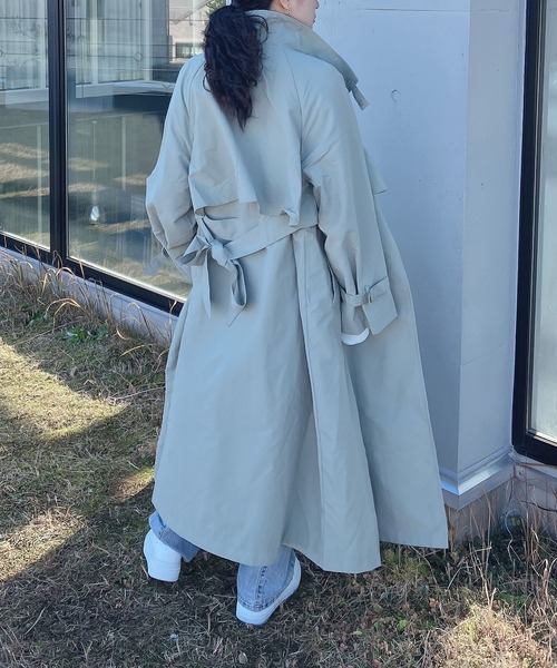 AS KNOW AS plus（アズノゥアズプラス）の「○スプリング スタンドカラーコート（ステンカラーコート・レディース・ブラック/ライトカーキ/アイボリー・FREE）」の9枚目の写真