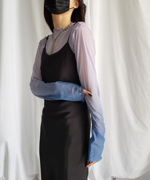 me+em select（ミームセレクト）の「※※グラデーションシアーメロートップス（Tシャツ/カットソー・レディース・グレー系その他/パープル系その他/グレー系その他2・MEDIUM）」の15枚目の写真