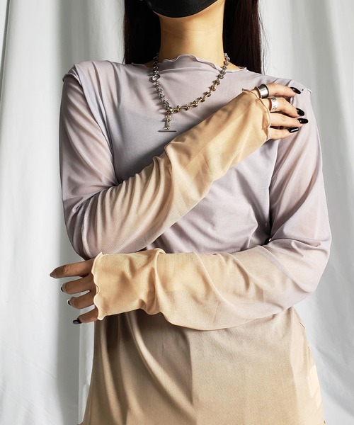 me+em select（ミームセレクト）の「※※グラデーションシアーメロートップス（Tシャツ/カットソー・レディース・グレー系その他/パープル系その他/グレー系その他2・MEDIUM）」の13枚目の写真