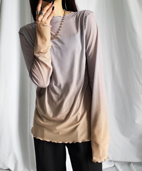 me+em select（ミームセレクト）の「※※グラデーションシアーメロートップス（Tシャツ/カットソー・レディース・グレー系その他/パープル系その他/グレー系その他2・MEDIUM）」の21枚目の写真