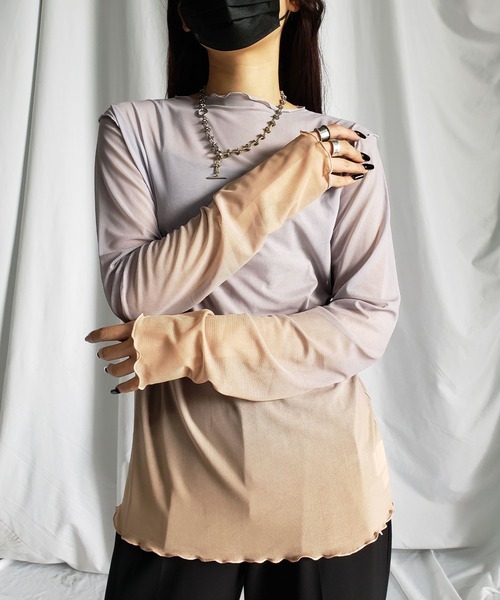 me+em select（ミームセレクト）の「※※グラデーションシアーメロートップス（Tシャツ/カットソー・レディース・グレー系その他/パープル系その他/グレー系その他2・MEDIUM）」の19枚目の写真