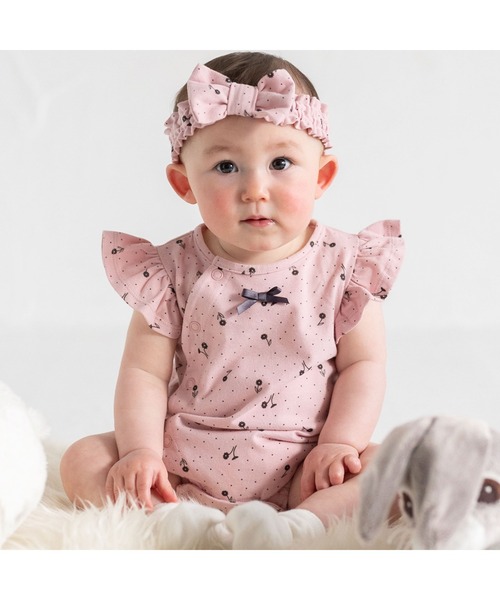 birthday party(バースデイパーティー)の「birthdayparty/【お揃い】天竺ドットフラワープリントコットンボディミニ(70~80cm)(ロンパース・キッズ・グレー系その他/ピンク系その他・80/70)」の2枚目の写真