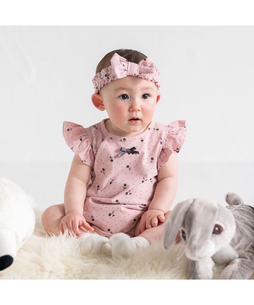 birthday party(バースデイパーティー)の「birthdayparty/【お揃い】天竺ドットフラワープリントコットンボディミニ(70~80cm)(ロンパース・キッズ・グレー系その他/ピンク系その他・80/70)」の5枚目の写真