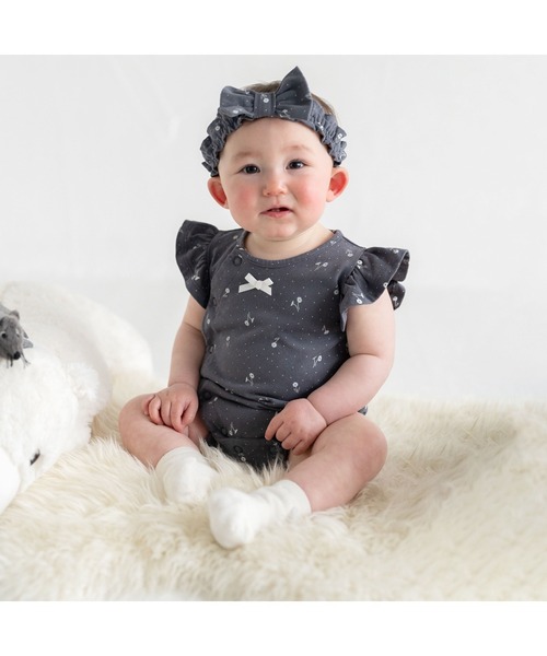 birthday party(バースデイパーティー)の「birthdayparty/【お揃い】天竺ドットフラワープリントコットンボディミニ(70~80cm)(ロンパース・キッズ・グレー系その他/ピンク系その他・80/70)」の6枚目の写真