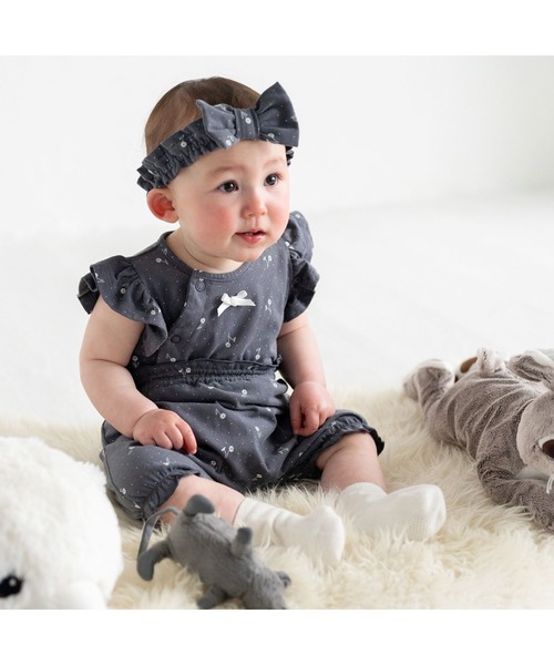 birthday party(バースデイパーティー)の「birthdayparty/【お揃い】天竺ドットフラワープリントコットンボディミニ(70~80cm)(ロンパース・キッズ・グレー系その他/ピンク系その他・80/70)」の7枚目の写真