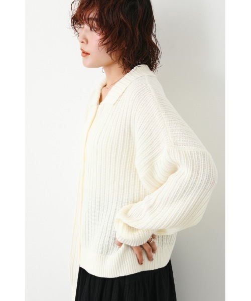 RODEO CROWNS WIDE BOWL（ロデオクラウンズワイドボウル）の「襟付きニットカーディガン（カーディガン/ボレロ・レディース・ネイビー/オフホワイト/ライトグリーン・FREE）」の14枚目の写真