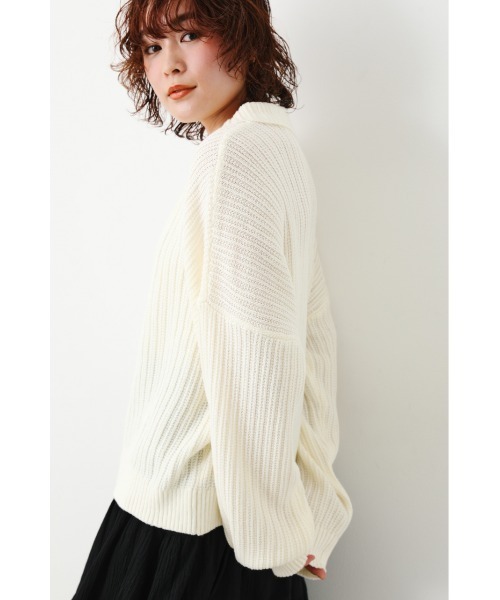 RODEO CROWNS WIDE BOWL（ロデオクラウンズワイドボウル）の「襟付きニットカーディガン（カーディガン/ボレロ・レディース・ネイビー/オフホワイト/ライトグリーン・FREE）」の8枚目の写真