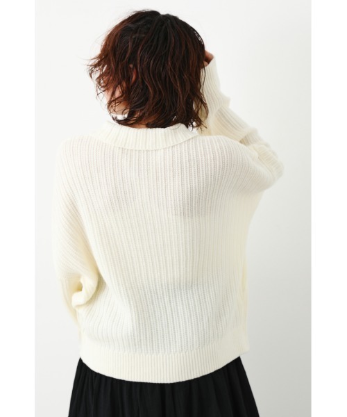 RODEO CROWNS WIDE BOWL（ロデオクラウンズワイドボウル）の「襟付きニットカーディガン（カーディガン/ボレロ・レディース・ネイビー/オフホワイト/ライトグリーン・FREE）」の5枚目の写真