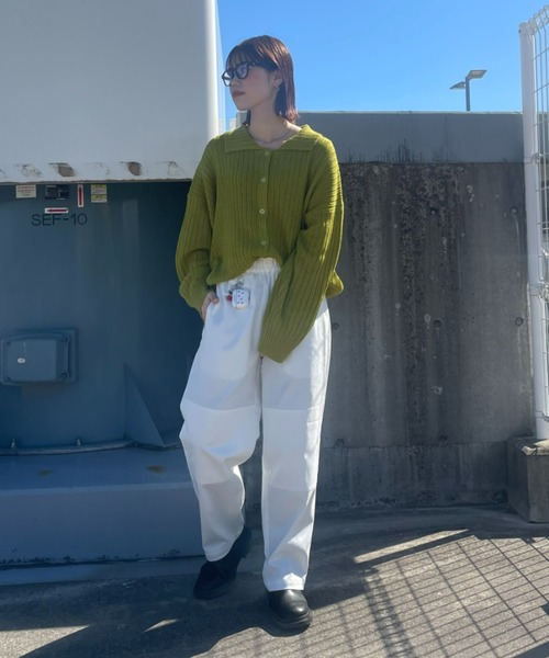 RODEO CROWNS WIDE BOWL（ロデオクラウンズワイドボウル）の「襟付きニットカーディガン（カーディガン/ボレロ・レディース・ネイビー/オフホワイト/ライトグリーン・FREE）」の12枚目の写真