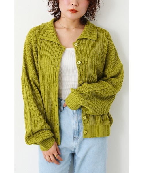 RODEO CROWNS WIDE BOWL（ロデオクラウンズワイドボウル）の「襟付きニットカーディガン（カーディガン/ボレロ・レディース・ネイビー/オフホワイト/ライトグリーン・FREE）」の16枚目の写真