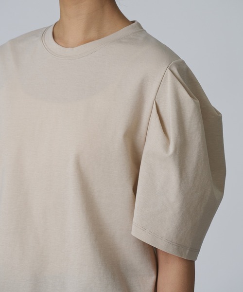 Abor(アボア)の「【Abor】2タックハーフスリーブTシャツ(Tシャツ/カットソー・レディース・ネイビー/アイボリー/ベージュ・FREE)」の15枚目の写真