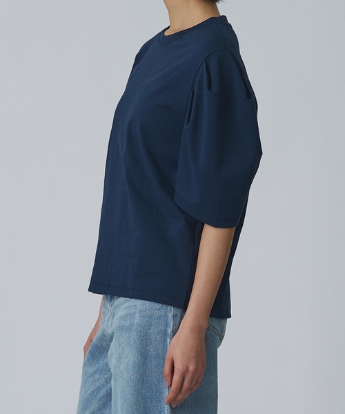 Abor(アボア)の「【Abor】2タックハーフスリーブTシャツ(Tシャツ/カットソー・レディース・ネイビー/アイボリー/ベージュ・FREE)」の21枚目の写真
