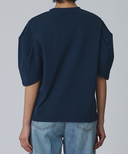 Abor(アボア)の「【Abor】2タックハーフスリーブTシャツ(Tシャツ/カットソー・レディース・ネイビー/アイボリー/ベージュ・FREE)」の22枚目の写真