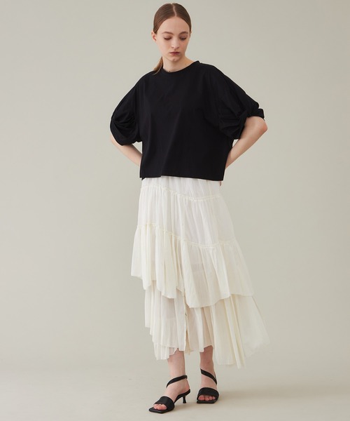 SAYAKADAVIS(サヤカディヴィス)の「【SAYAKA DAVIS/サヤカディヴィス】ツイストスリーブTee(Tシャツ/カットソー・レディース・ホワイト/ブラック/グリーン・SMALL)」の13枚目の写真