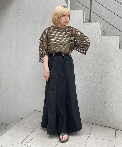 CIAOPANIC（チャオパニック）の「ミリタリー切替フレアスカート（スカート・レディース・ブラック/グリーン/カーキ・FREE）」の6枚目の写真