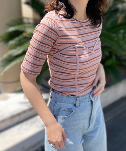 mi via loca（ミヴィアロカ）の「ビスチェデザインTシャツ（Tシャツ/カットソー・レディース・カーキ/ブラック/オフホワイト/モカ/グリーン系その他/ブラウン系その他・FREE）」の4枚目の写真