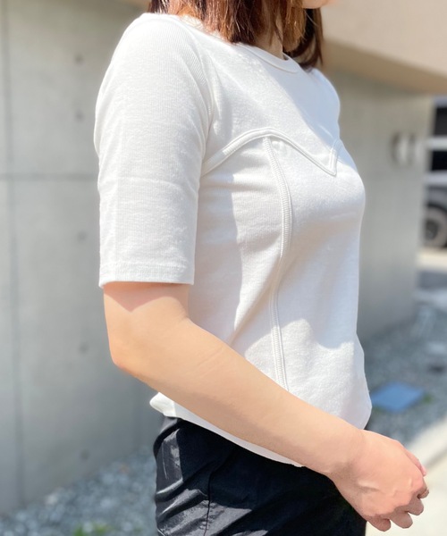 mi via loca（ミヴィアロカ）の「ビスチェデザインTシャツ（Tシャツ/カットソー・レディース・カーキ/ブラック/オフホワイト/モカ/グリーン系その他/ブラウン系その他・FREE）」の18枚目の写真