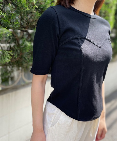 mi via loca（ミヴィアロカ）の「ビスチェデザインTシャツ（Tシャツ/カットソー・レディース・カーキ/ブラック/オフホワイト/モカ/グリーン系その他/ブラウン系その他・FREE）」の15枚目の写真