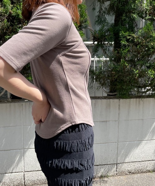 mi via loca（ミヴィアロカ）の「ビスチェデザインTシャツ（Tシャツ/カットソー・レディース・カーキ/ブラック/オフホワイト/モカ/グリーン系その他/ブラウン系その他・FREE）」の12枚目の写真