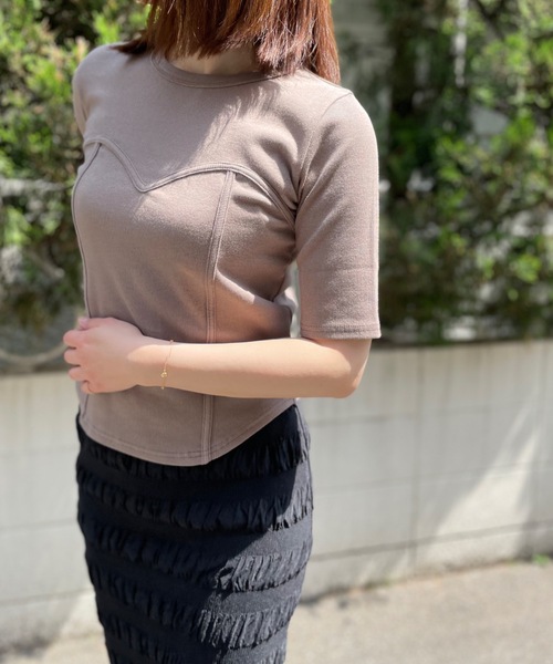 mi via loca（ミヴィアロカ）の「ビスチェデザインTシャツ（Tシャツ/カットソー・レディース・カーキ/ブラック/オフホワイト/モカ/グリーン系その他/ブラウン系その他・FREE）」の8枚目の写真