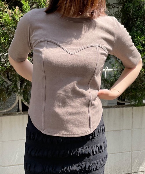 mi via loca（ミヴィアロカ）の「ビスチェデザインTシャツ（Tシャツ/カットソー・レディース・カーキ/ブラック/オフホワイト/モカ/グリーン系その他/ブラウン系その他・FREE）」の11枚目の写真