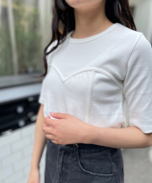 mi via loca（ミヴィアロカ）の「ビスチェデザインTシャツ（Tシャツ/カットソー・レディース・カーキ/ブラック/オフホワイト/モカ/グリーン系その他/ブラウン系その他・FREE）」の20枚目の写真