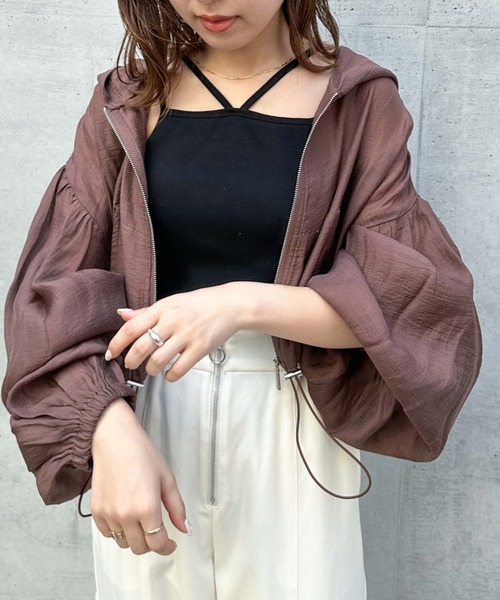 archives（アルシーヴ）の「シアーショートフーディ（その他アウター・レディース・アイボリー/ブラック/グレー/ブルーグレー/ブラウン・MEDIUM）」の5枚目の写真